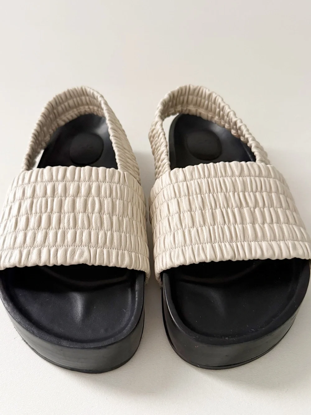 CO Leather Slingback Slide Sandal 9 Chunky Platform Casual Vacation Resort Chic